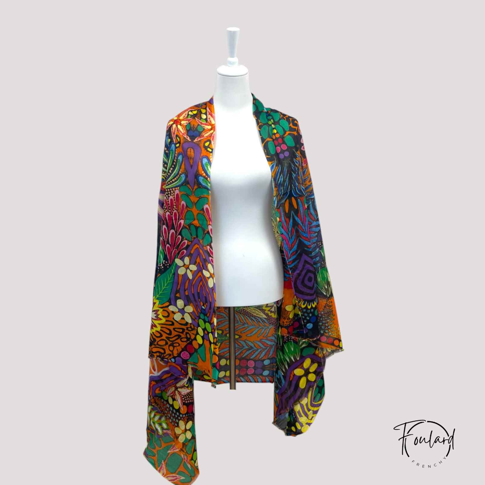 Foulard en coton, motifs géométriques et floraux – Image 2