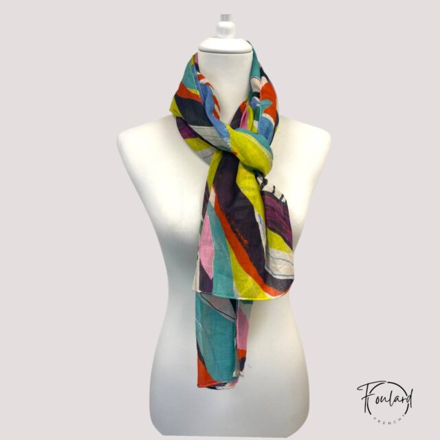 Foulard en coton, imprimé graphique multicolore