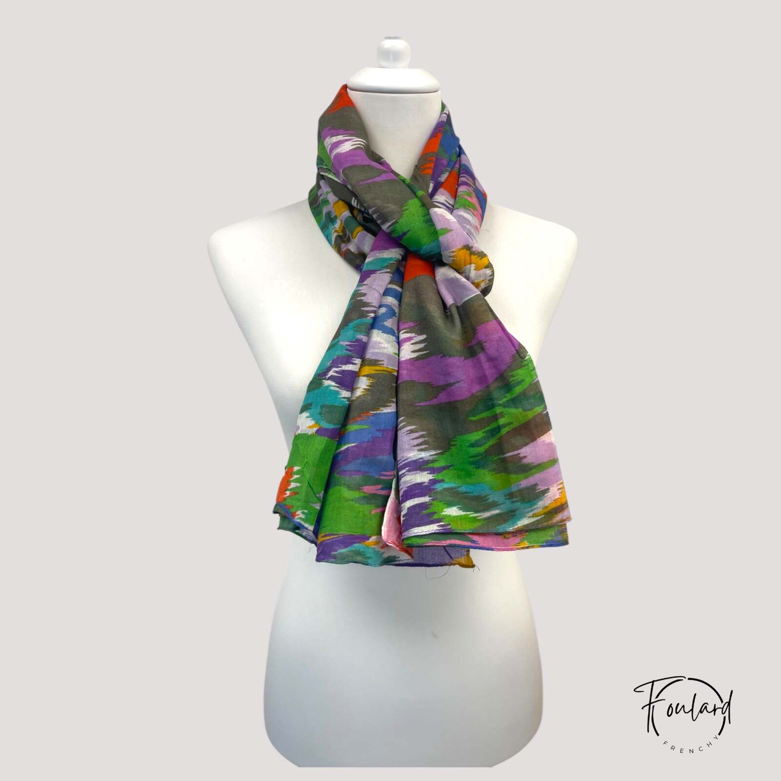 Foulard en coton, imprimé ethnique multicolore – Image 2