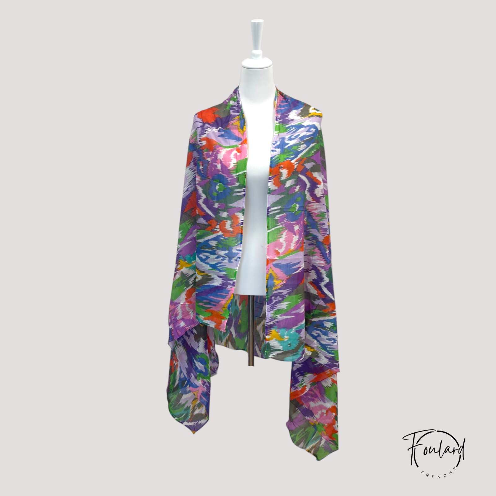 Foulard en coton, imprimé ethnique multicolore – Image 3