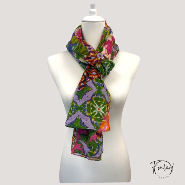 Foulard bohème en coton, motifs géométriques et floraux