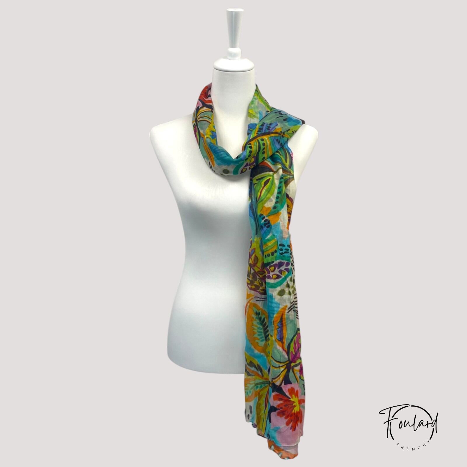 Foulard en coton, fleuri multicolore – Image 3