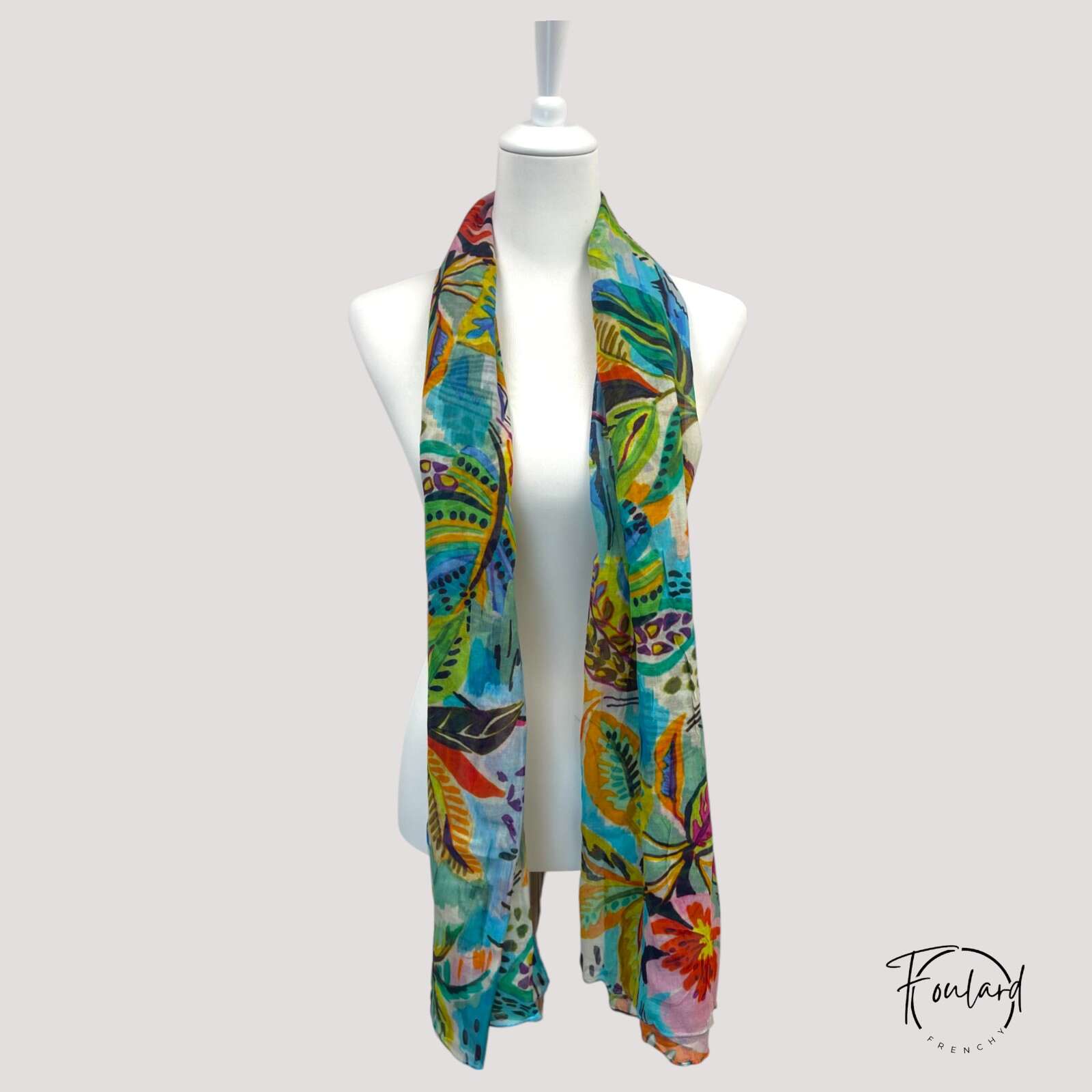 Foulard en coton, fleuri multicolore – Image 4