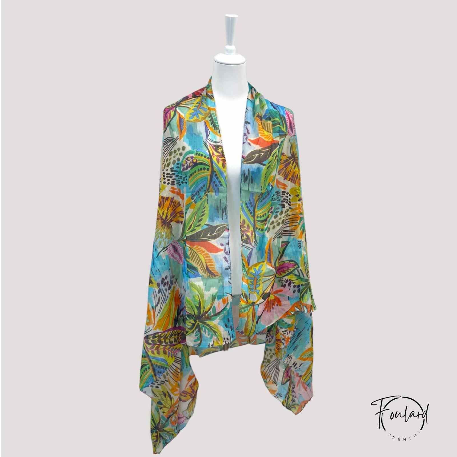 Foulard en coton, fleuri multicolore – Image 2