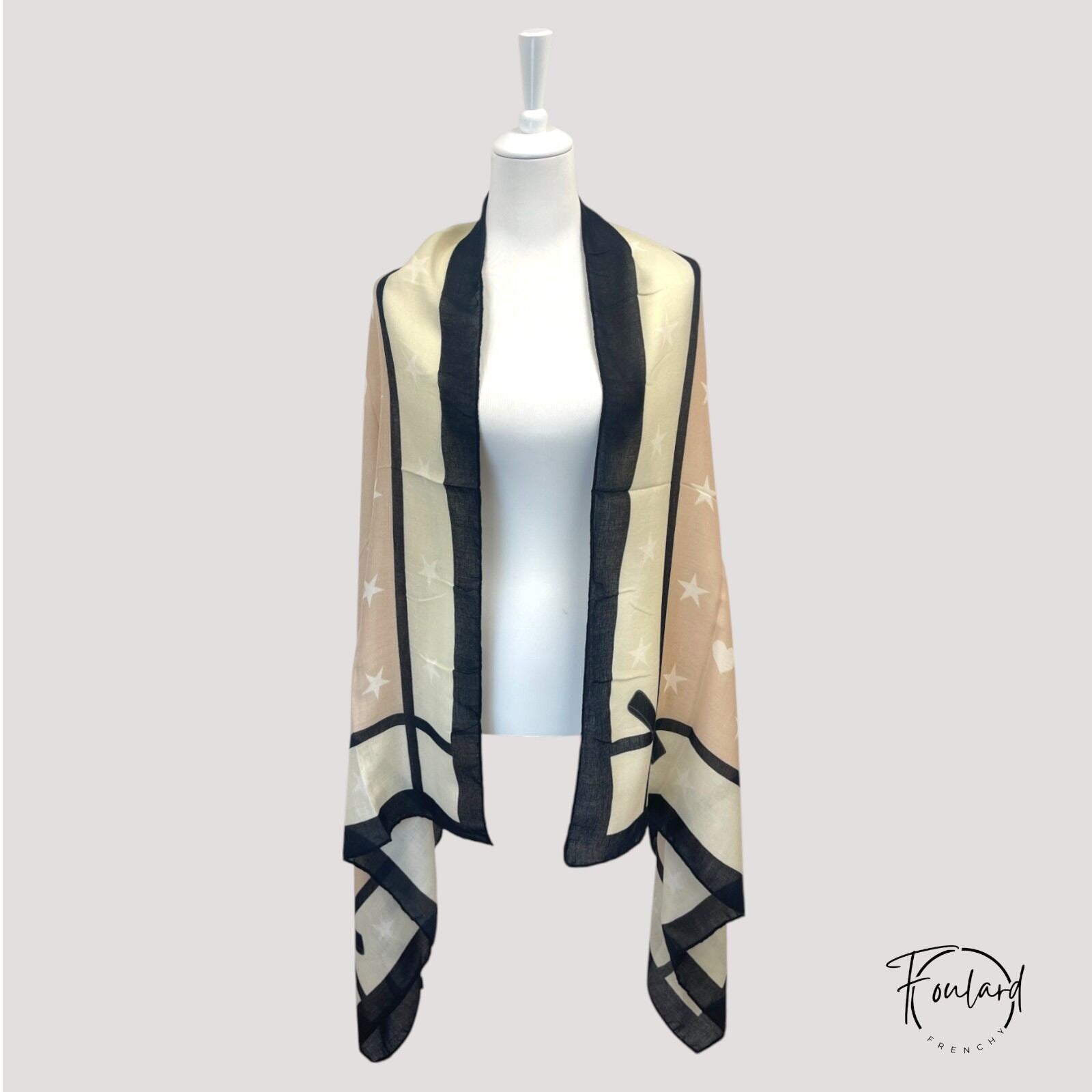 Grand foulard blanc, imprimés tendance – Image 2