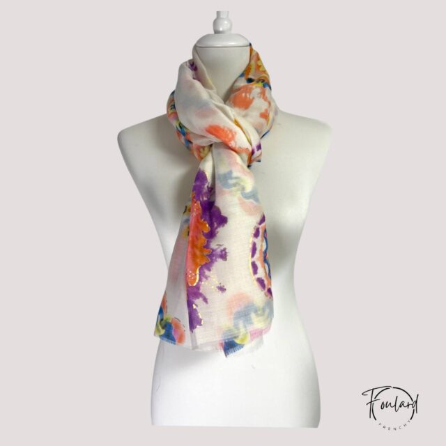 Foulard motif aquarelle multicolore