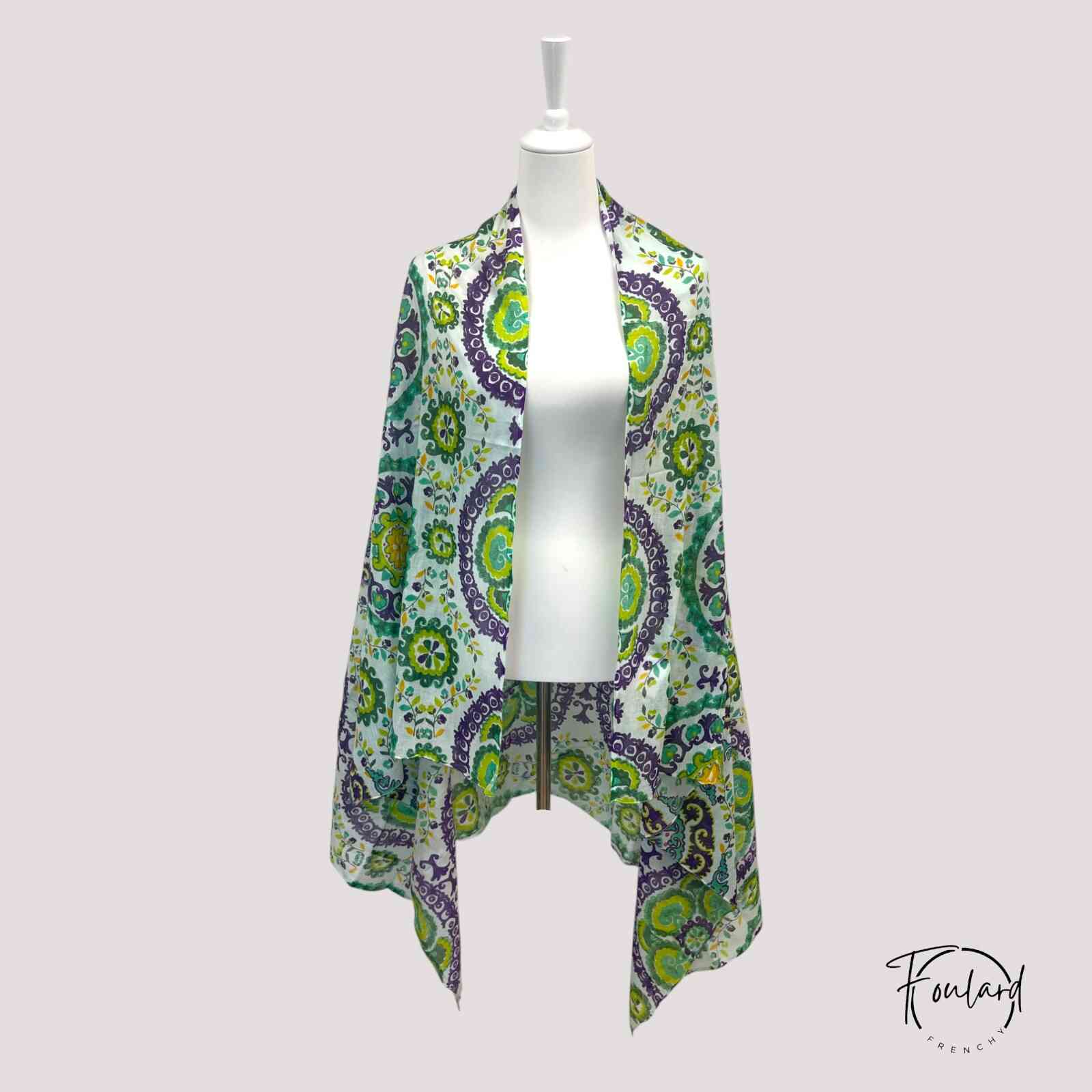 Foulard oriental, vert et violet – Image 3