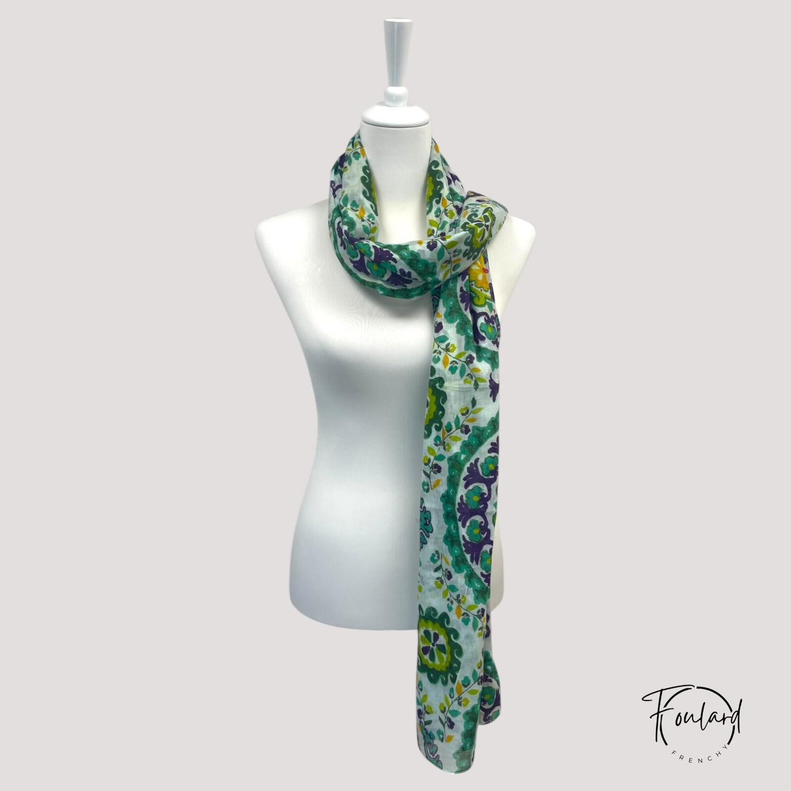 Foulard oriental, vert et violet – Image 4