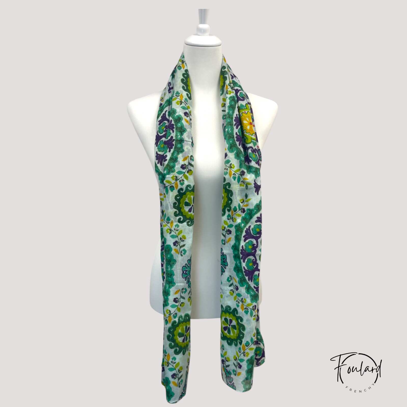 Foulard oriental, vert et violet – Image 5