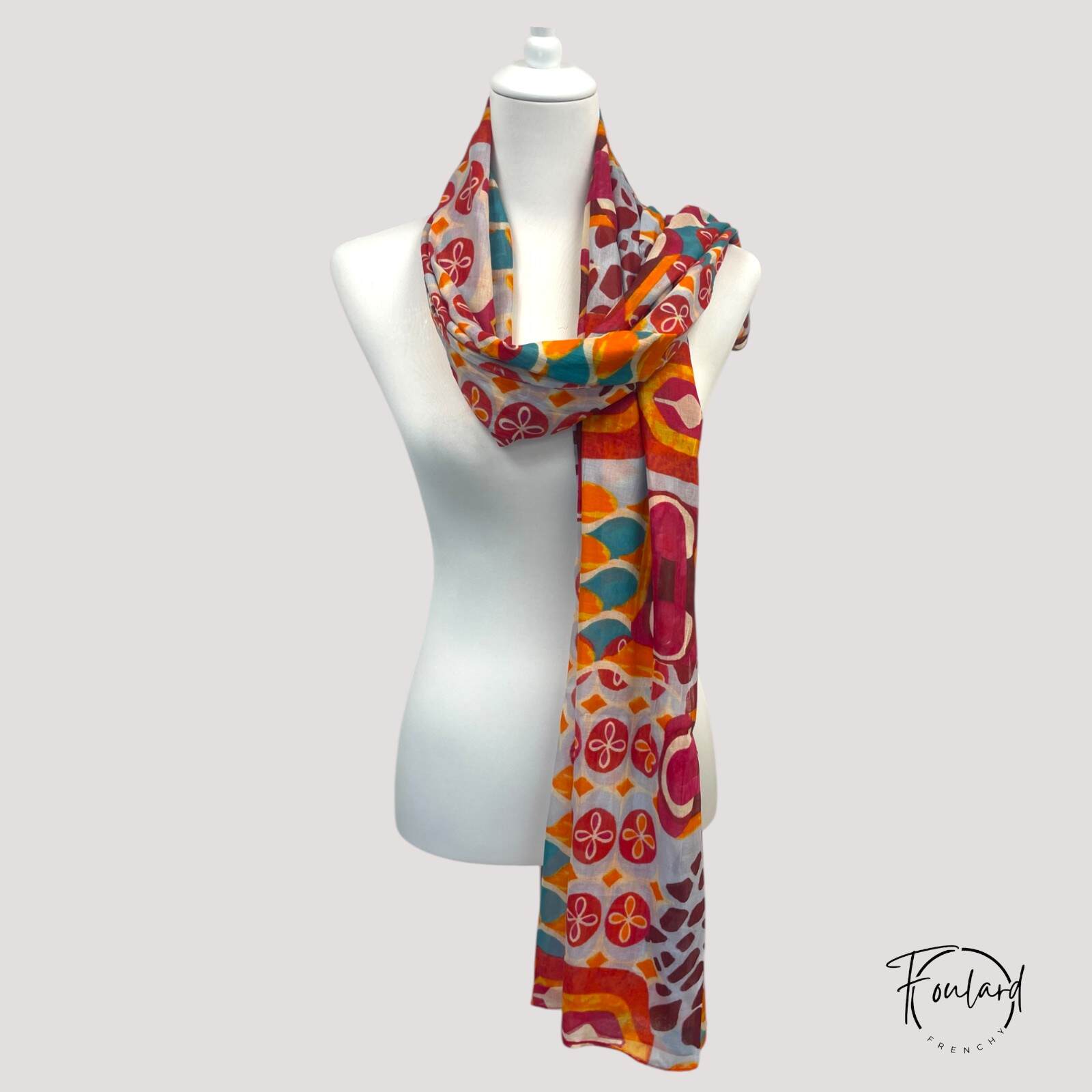 Foulard imprimé géométrique multicolore – Image 5