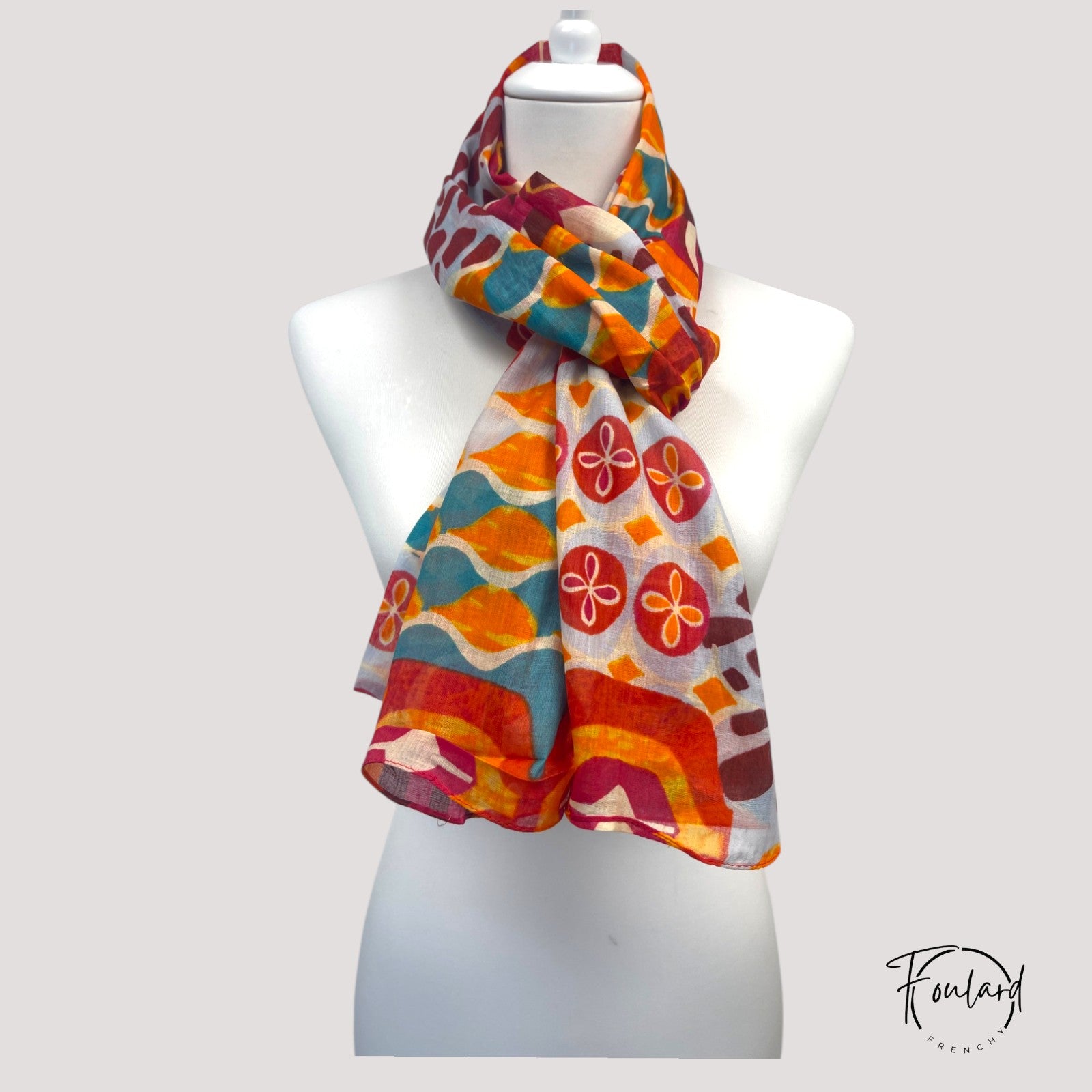Foulard imprimé géométrique multicolore – Image 2