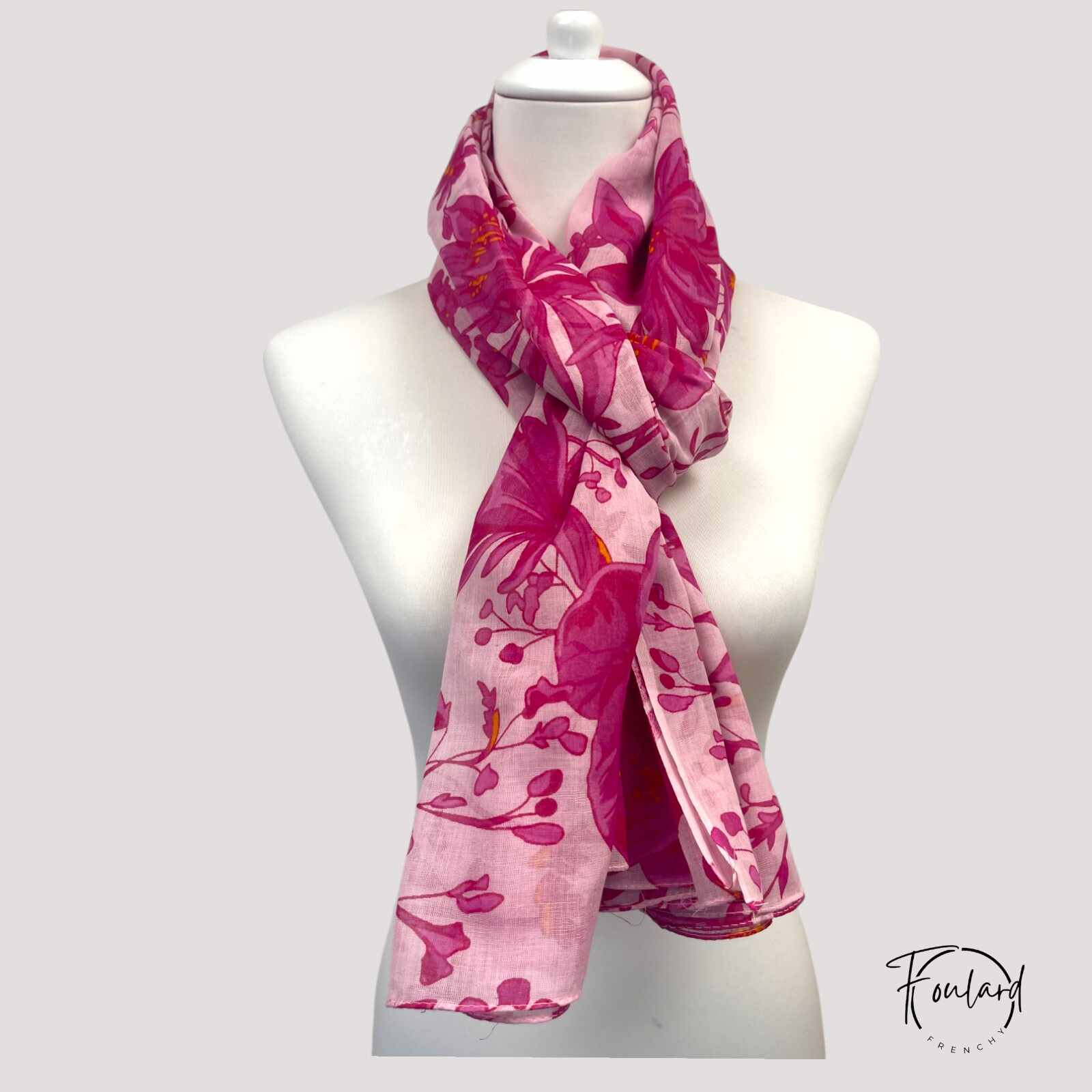 Foulard floral, rose fuchsia – Image 2