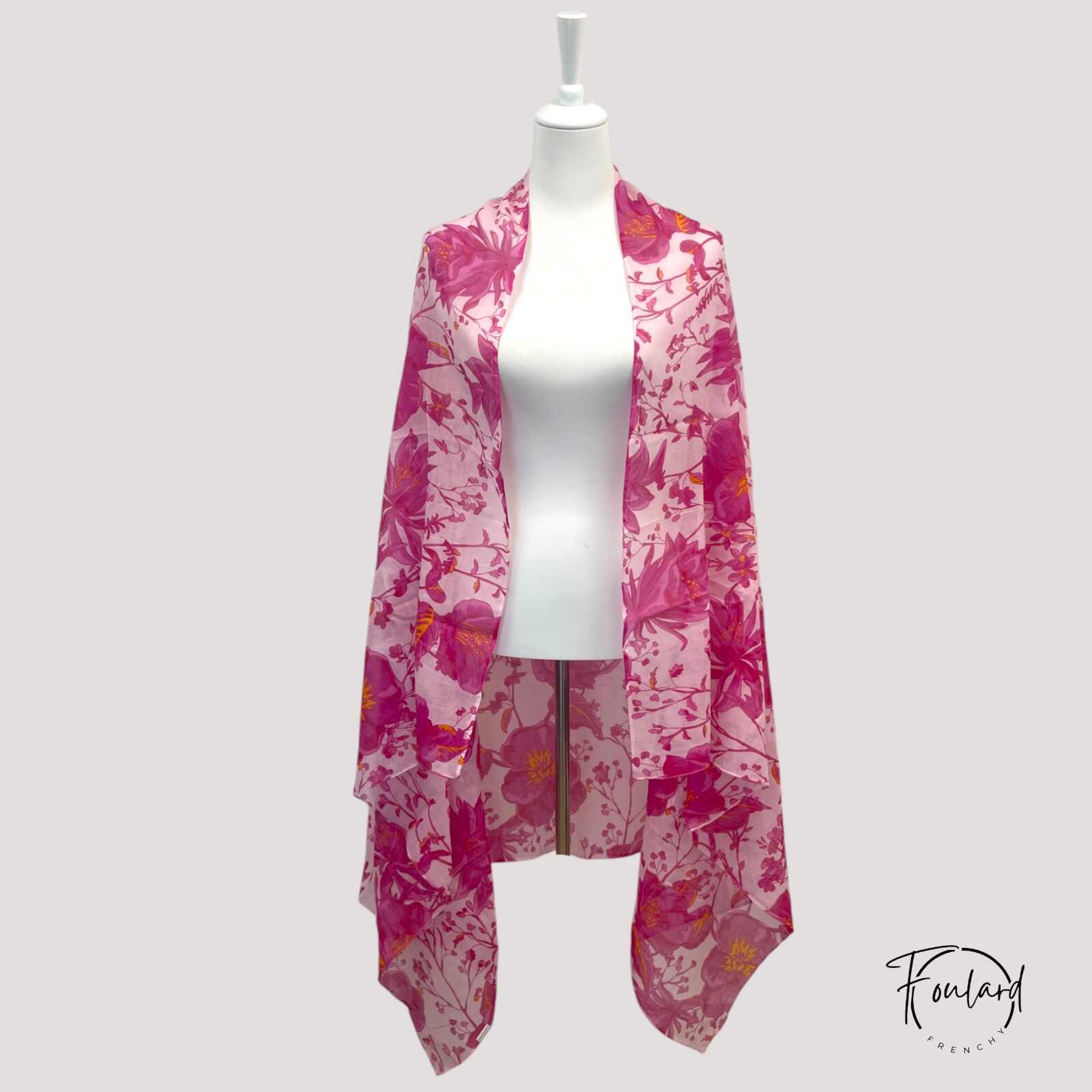 Foulard floral, rose fuchsia – Image 3