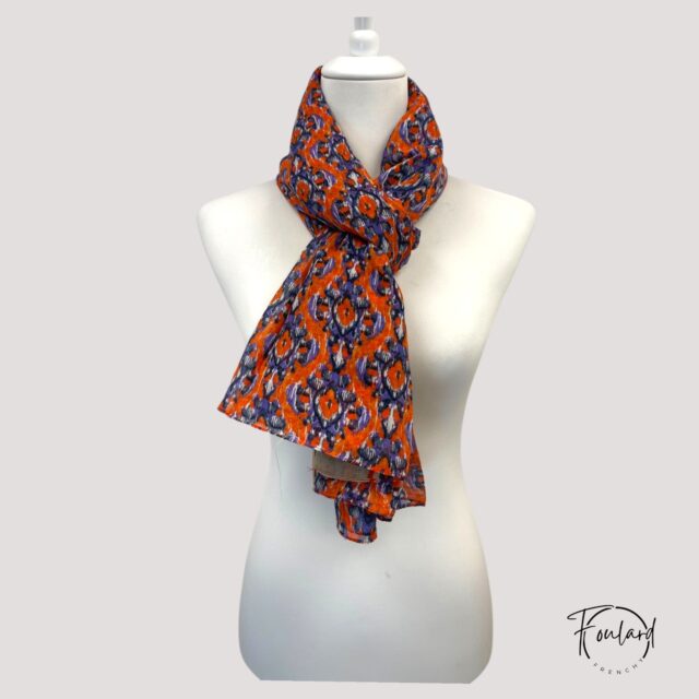 Foulard ethnique, rouge et violet