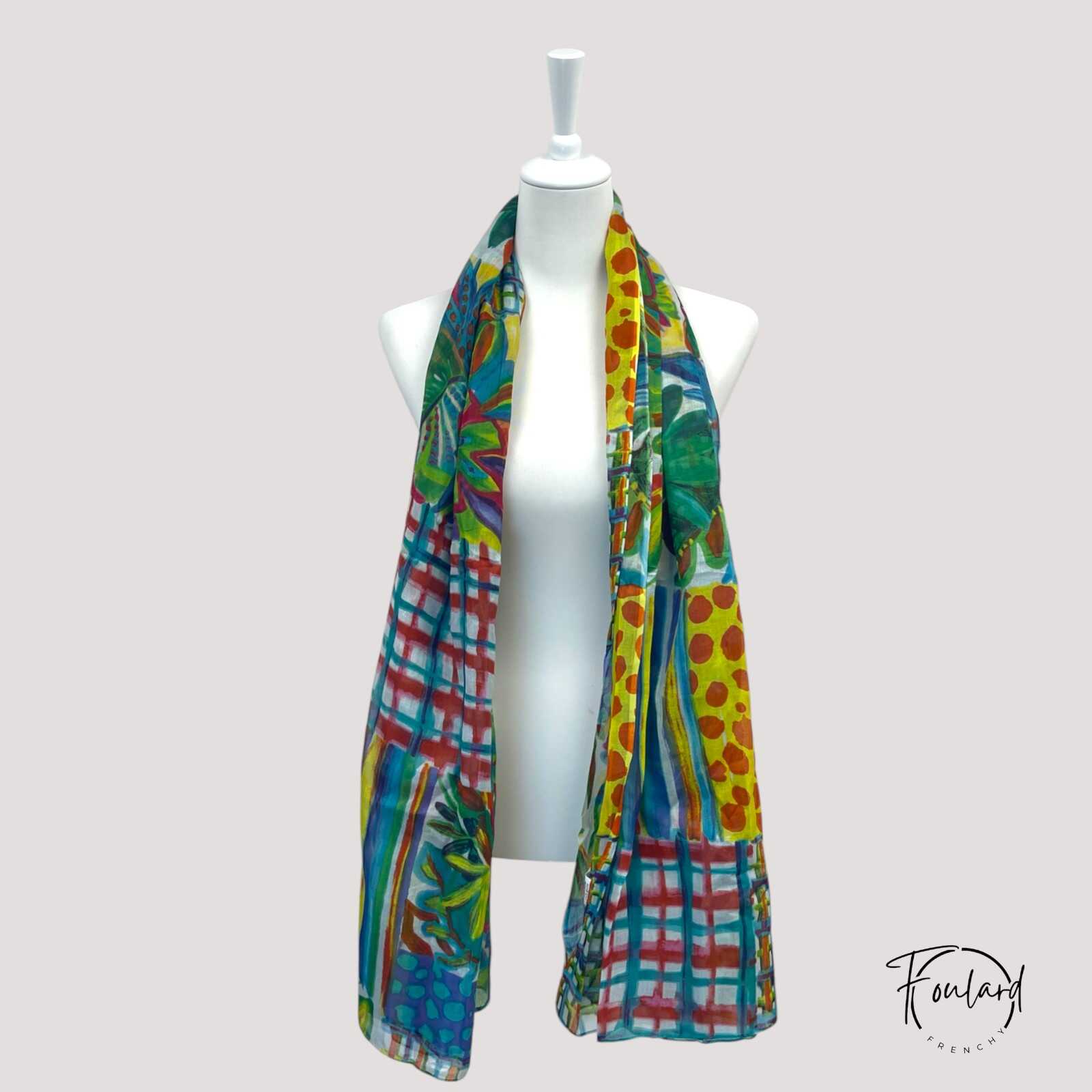 Foulard en coton, imprimé abstrait coloré – Image 4