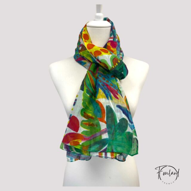 Foulard en coton, imprimé abstrait coloré