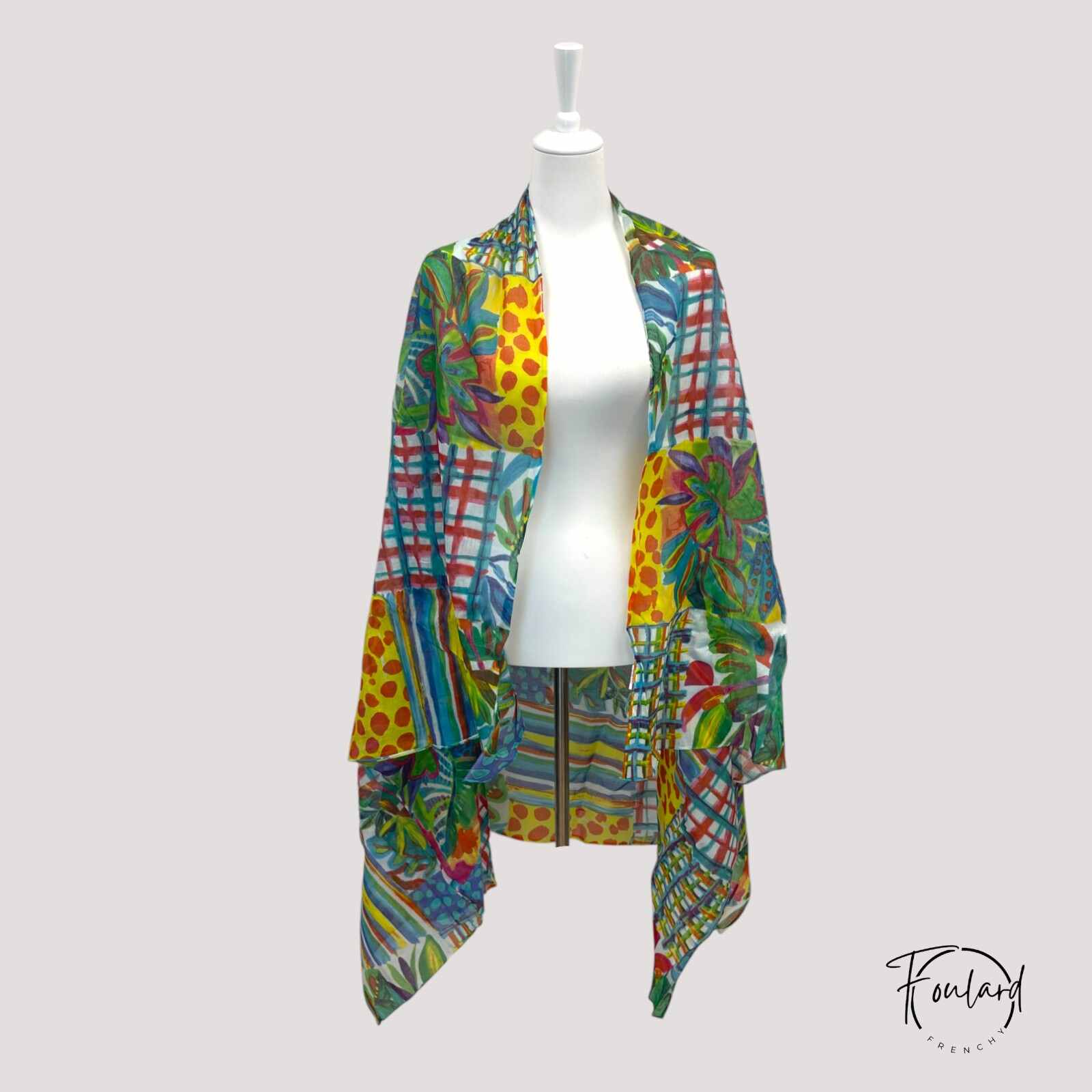 Foulard en coton, imprimé abstrait coloré – Image 2