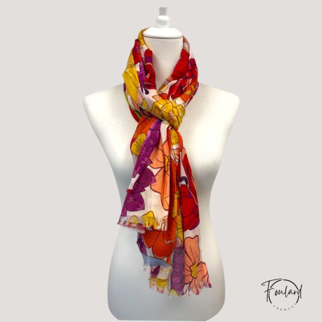 Foulard fleuri en coton