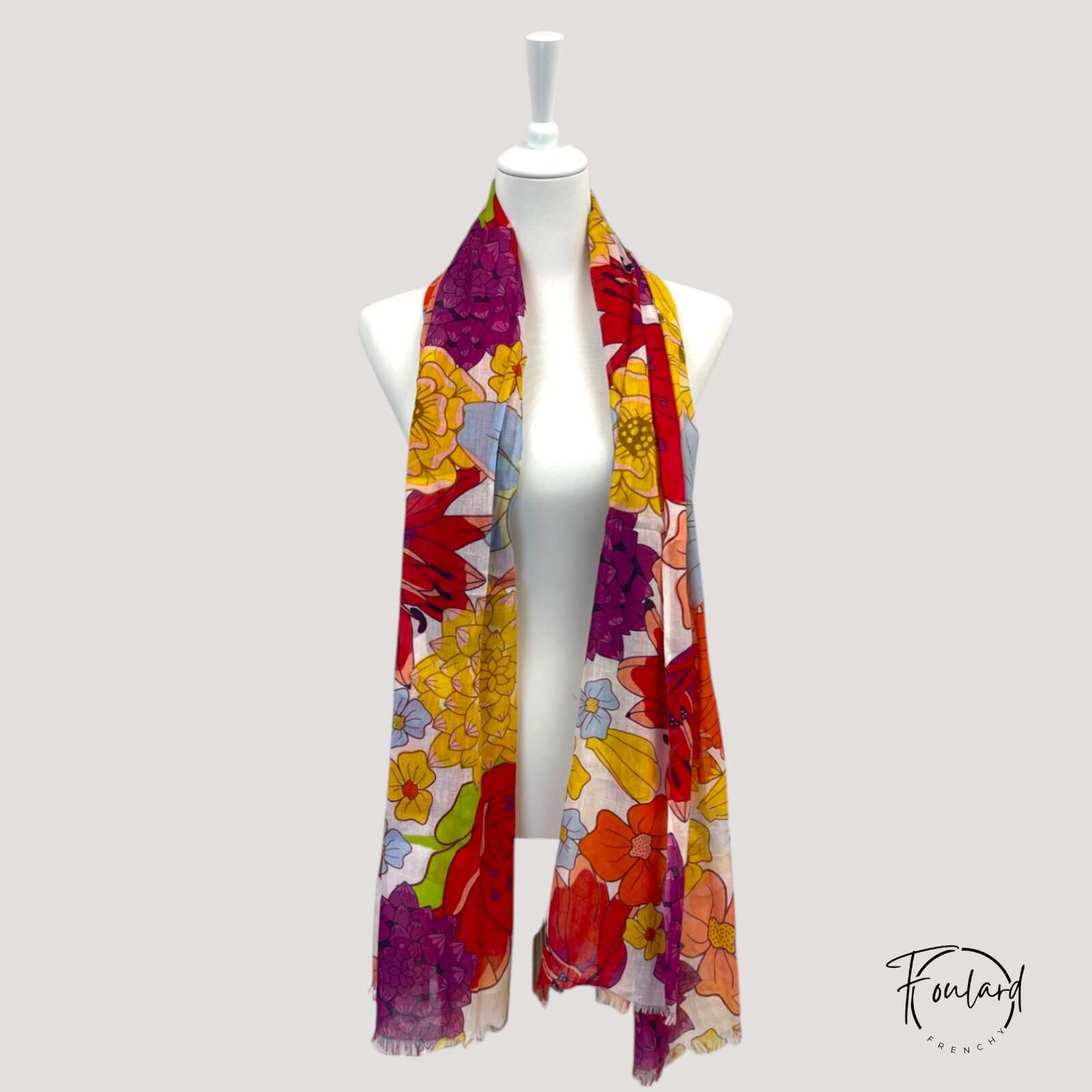 Foulard fleuri en coton – Image 3
