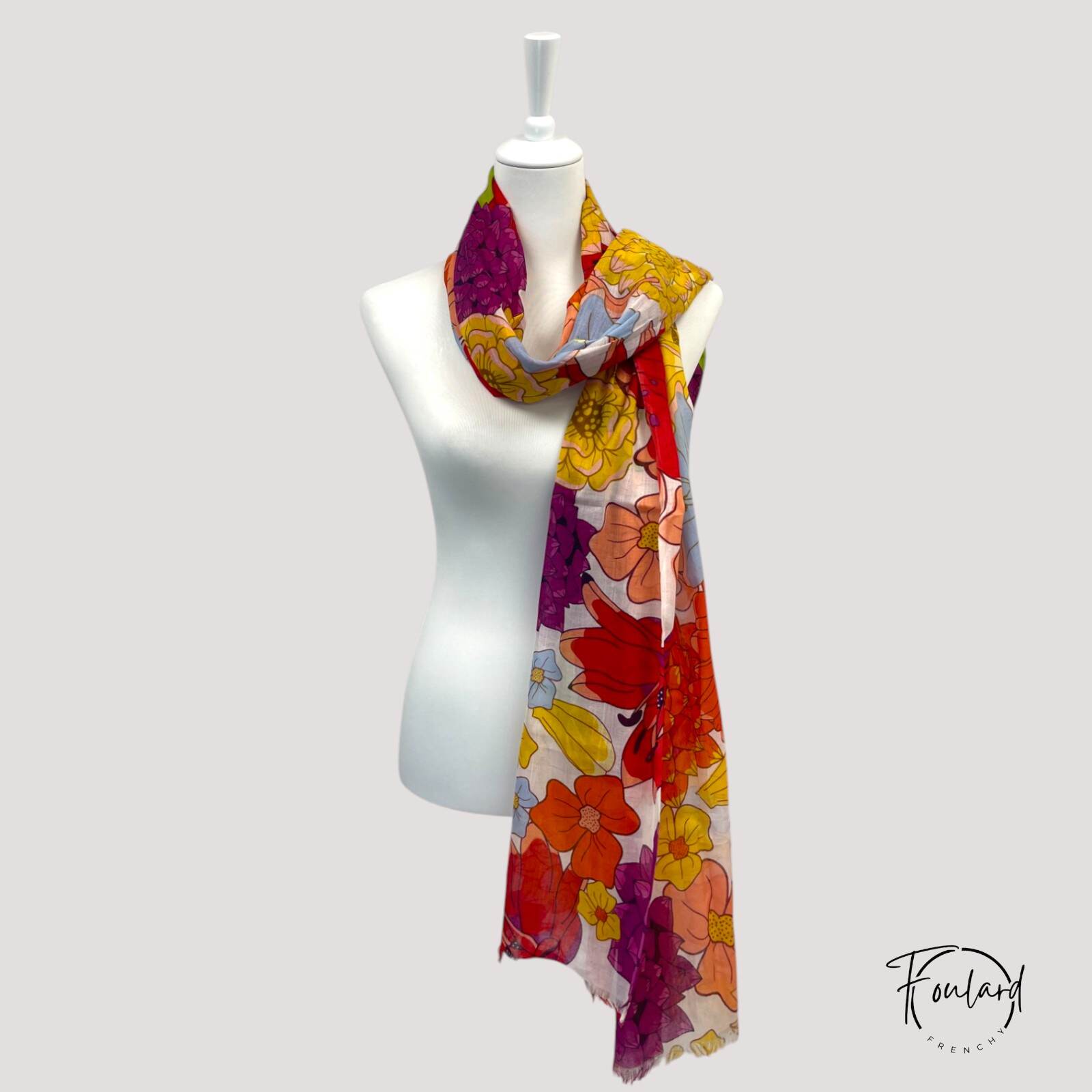 Foulard fleuri en coton – Image 4