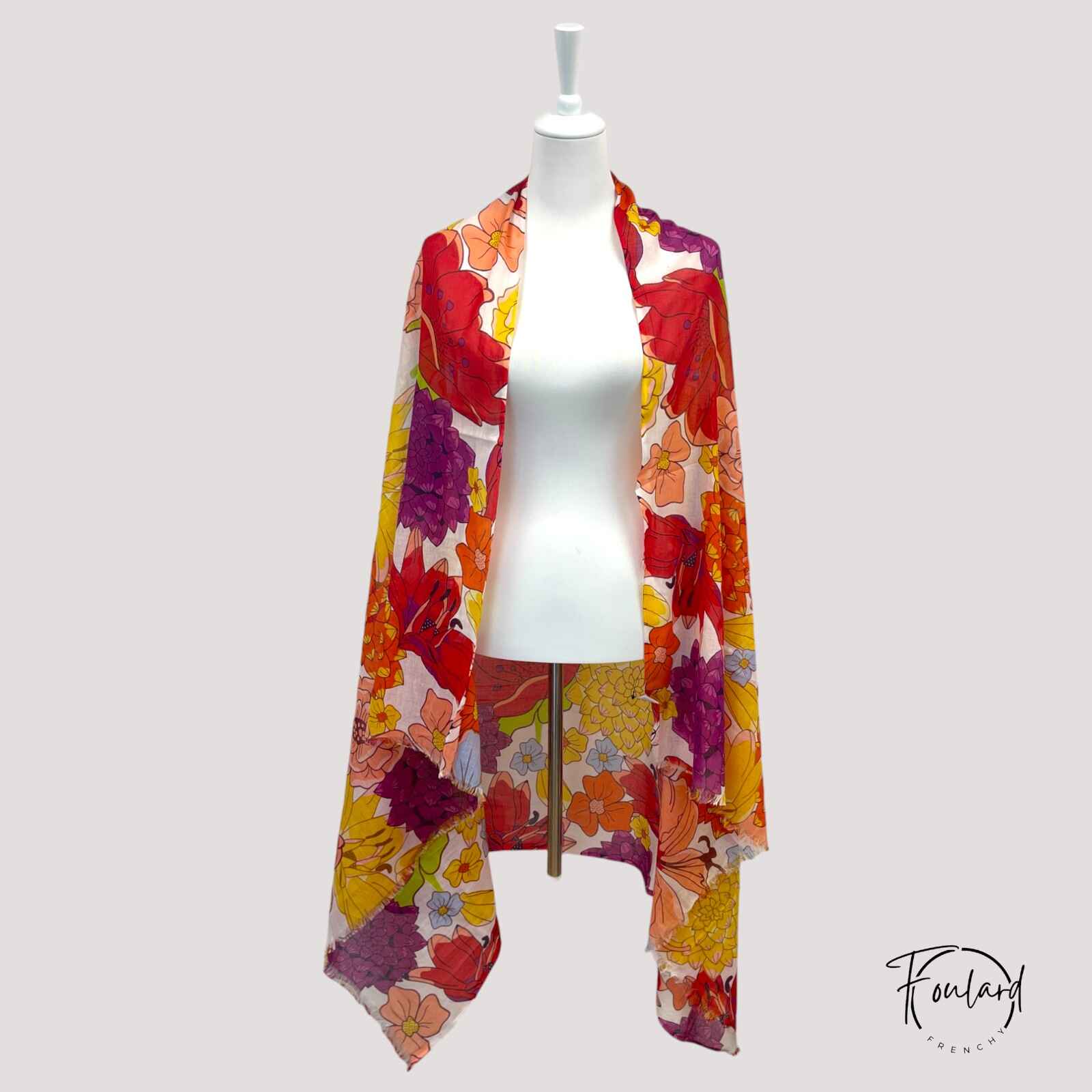 Foulard fleuri en coton – Image 2