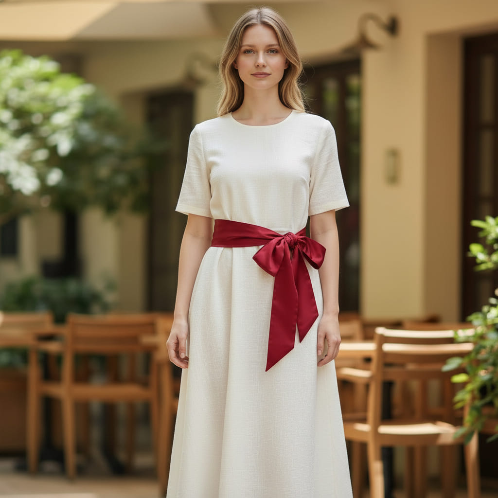 Ceinture foulard rouge bordeaux, satinée