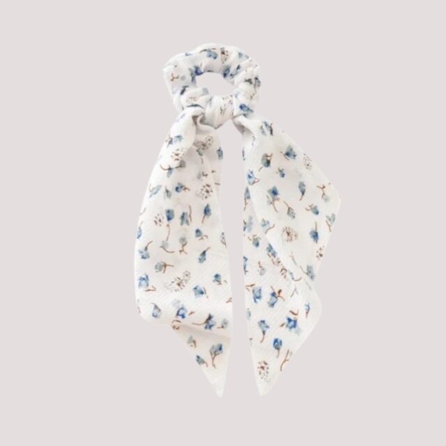 Chouchou foulard blanc printanier
