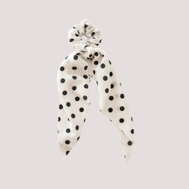 Chouchou foulard blanc à pois