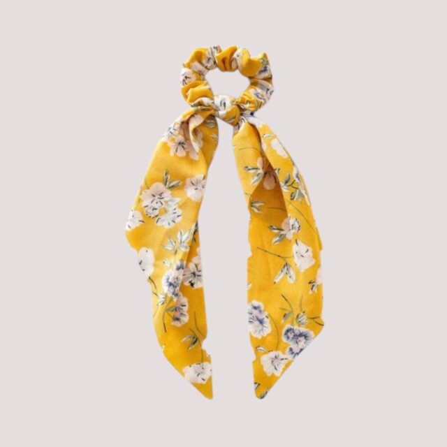 Chouchou foulard jaune printanier