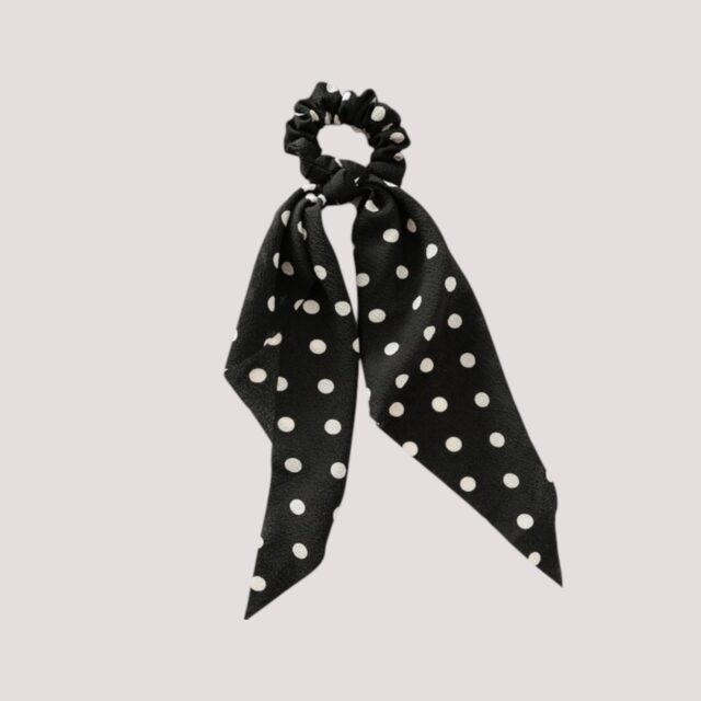 Chouchou foulard noir à pois