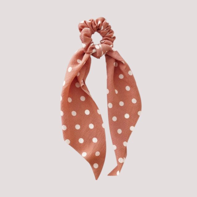 Chouchou foulard rose gold à pois