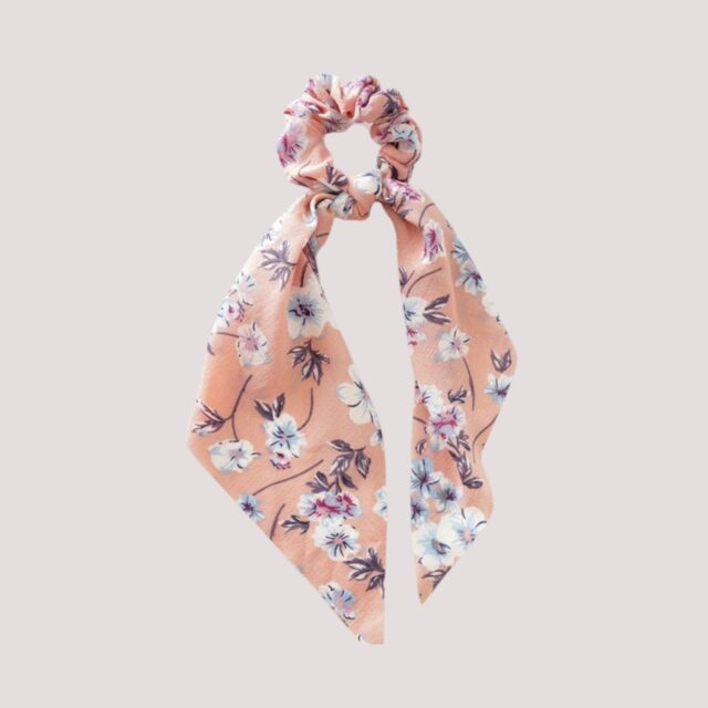 Chouchou foulard rose printanier