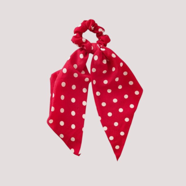 Chouchou foulard rouge à pois