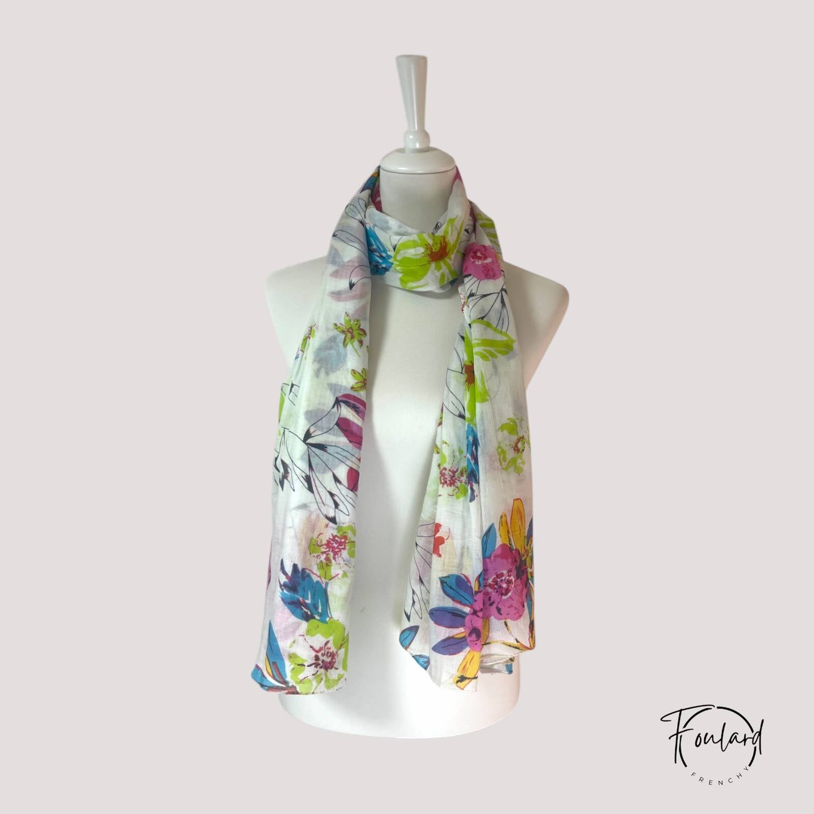Foulard fleurs multicolores – Image 3