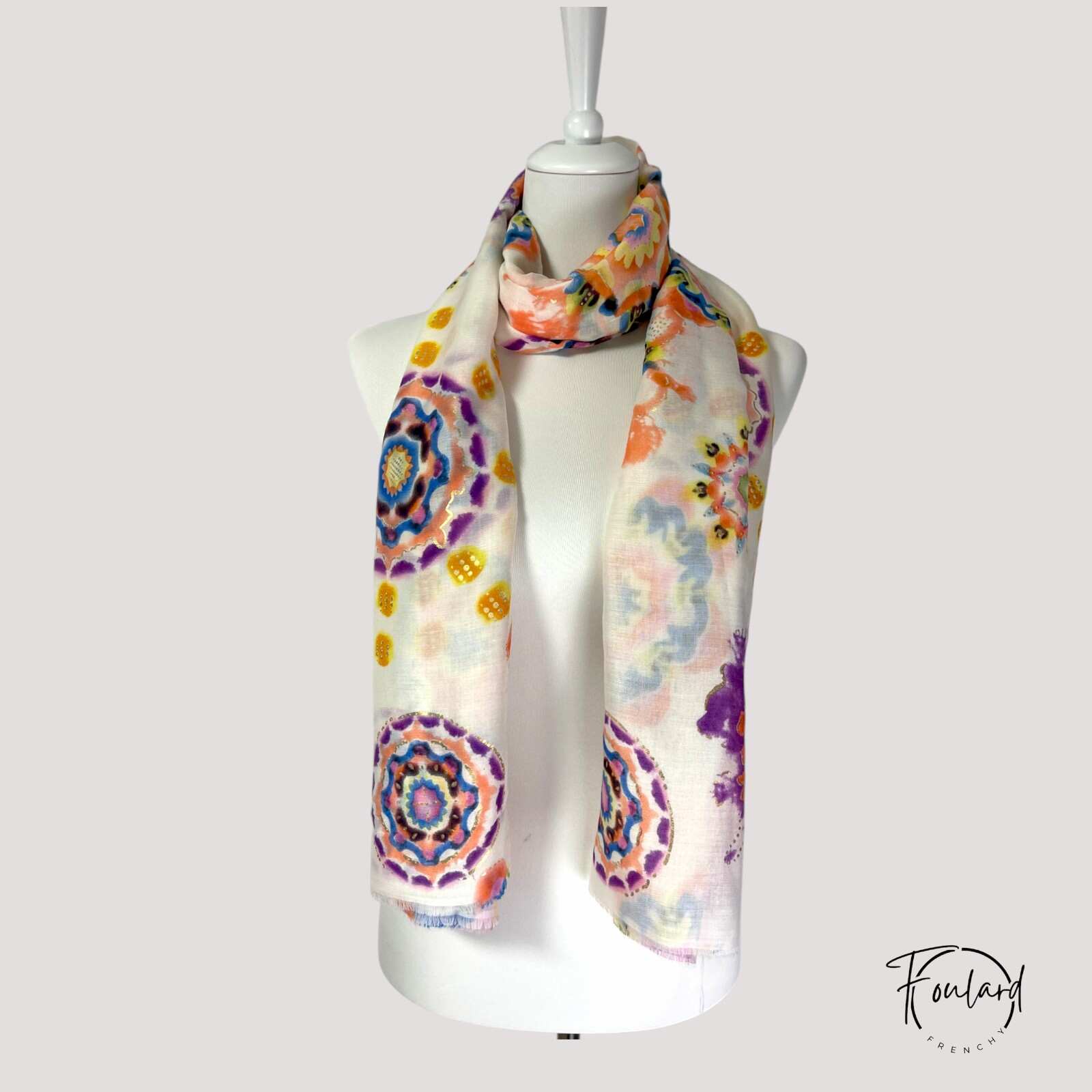 Foulard motif aquarelle multicolore – Image 2
