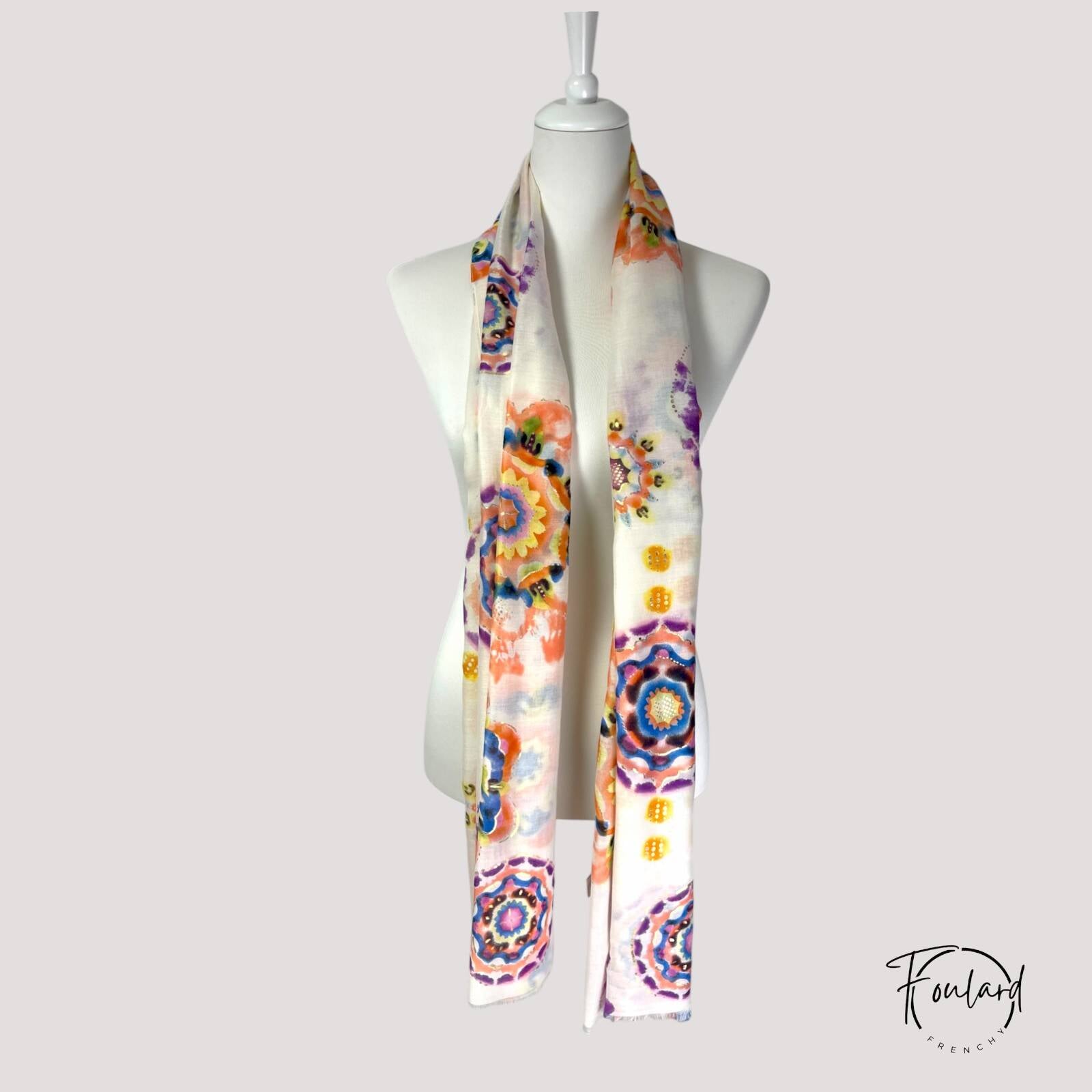 Foulard motif aquarelle multicolore – Image 3