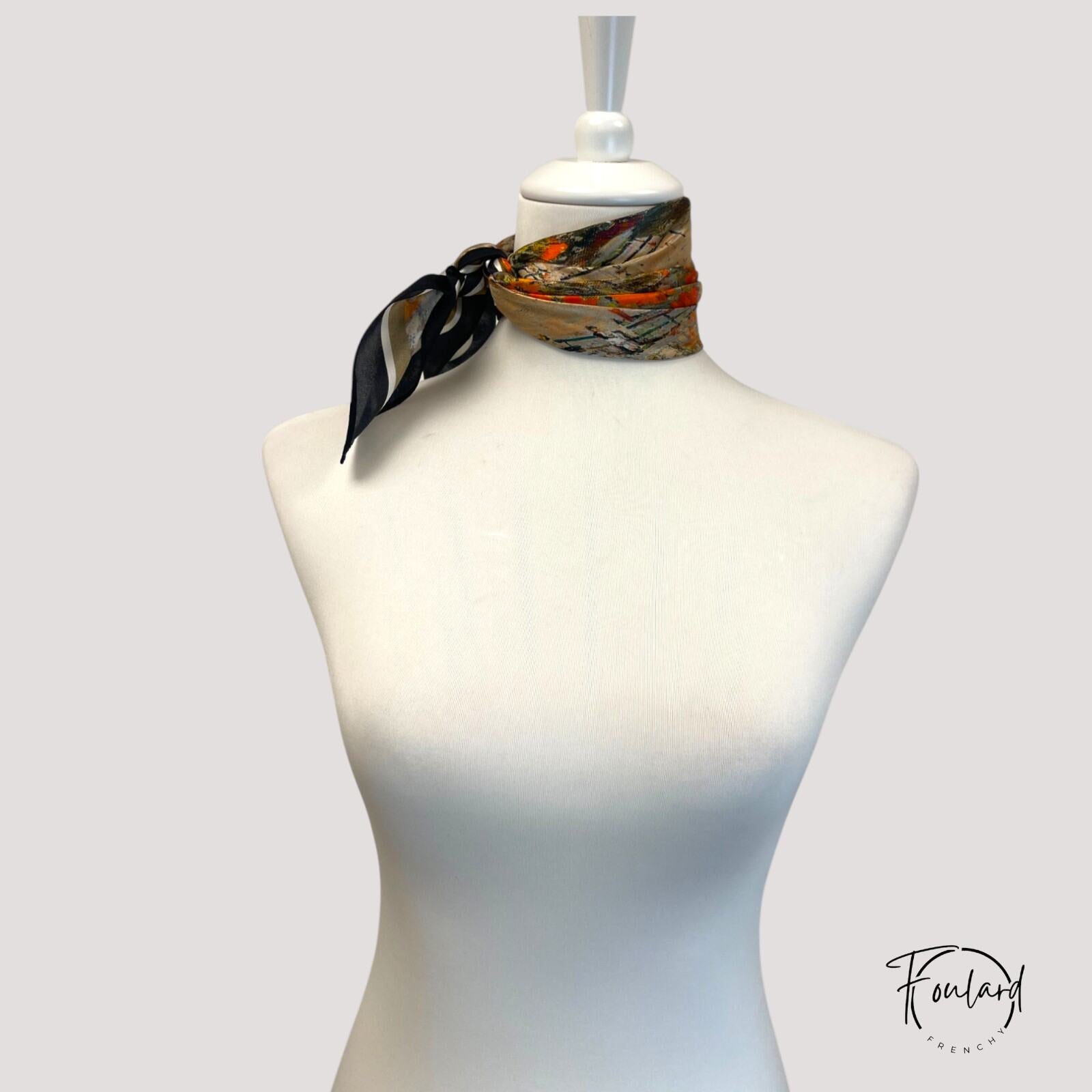 Foulard carré en soie, vert – Image 4