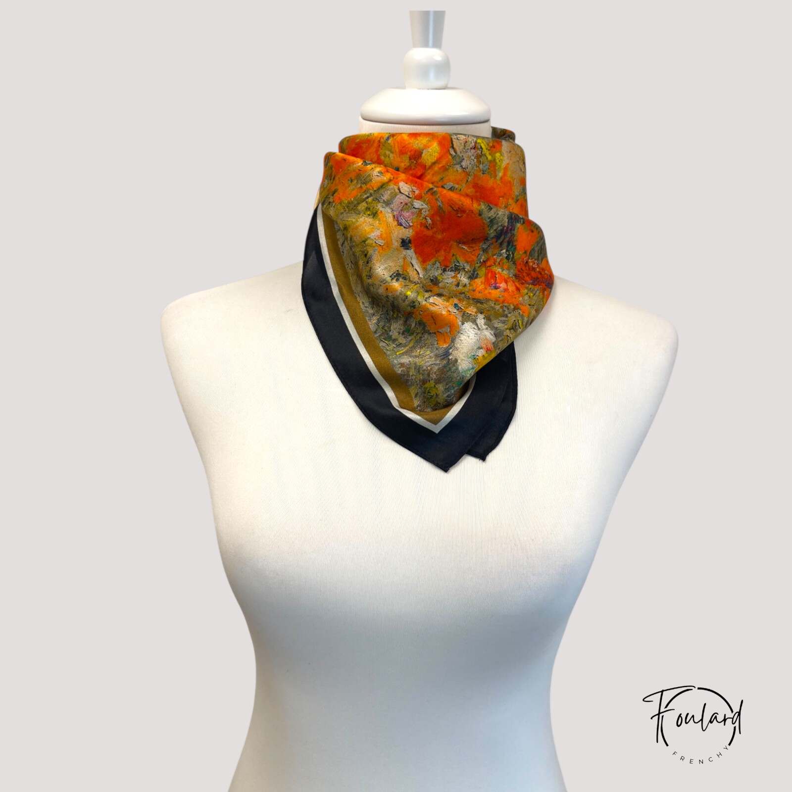 Foulard carré en soie, vert – Image 2