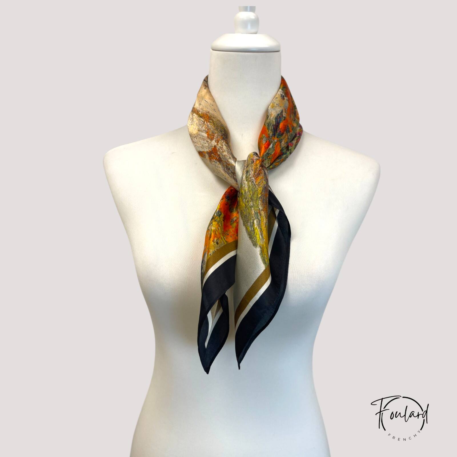 Foulard carré en soie, vert – Image 3