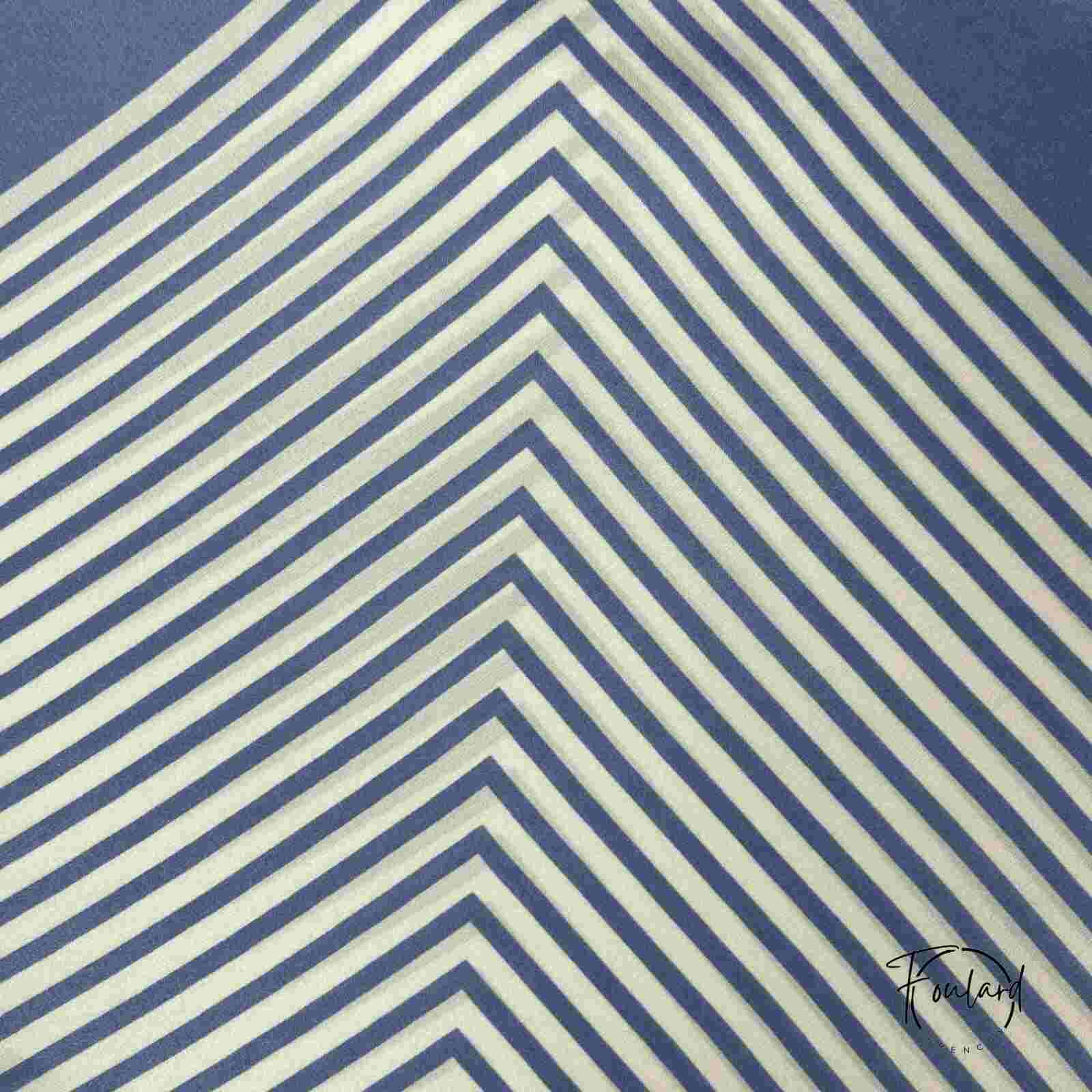 Foulard carré deluxe, rayures bleues – Image 5