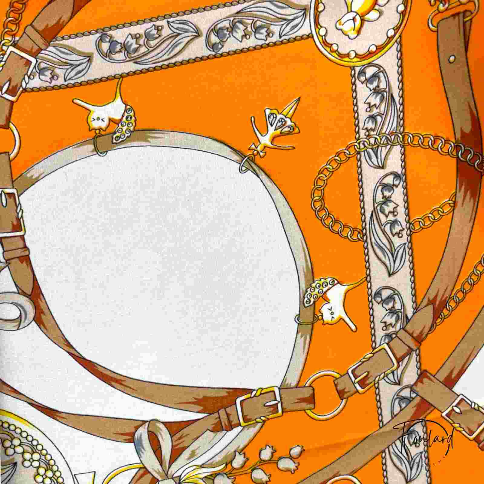 Foulard carré orange, tissu fin – Image 5