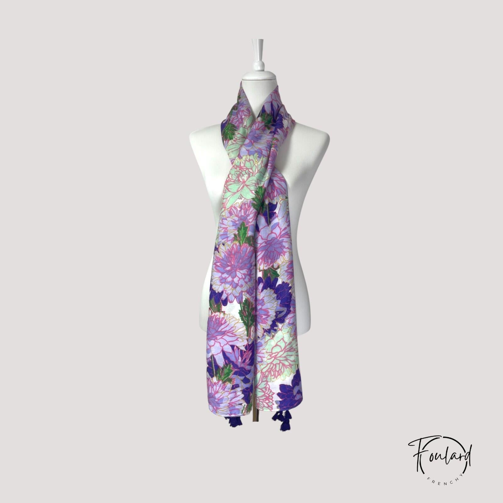 Foulard en coton, motifs floraux pastel – Image 4
