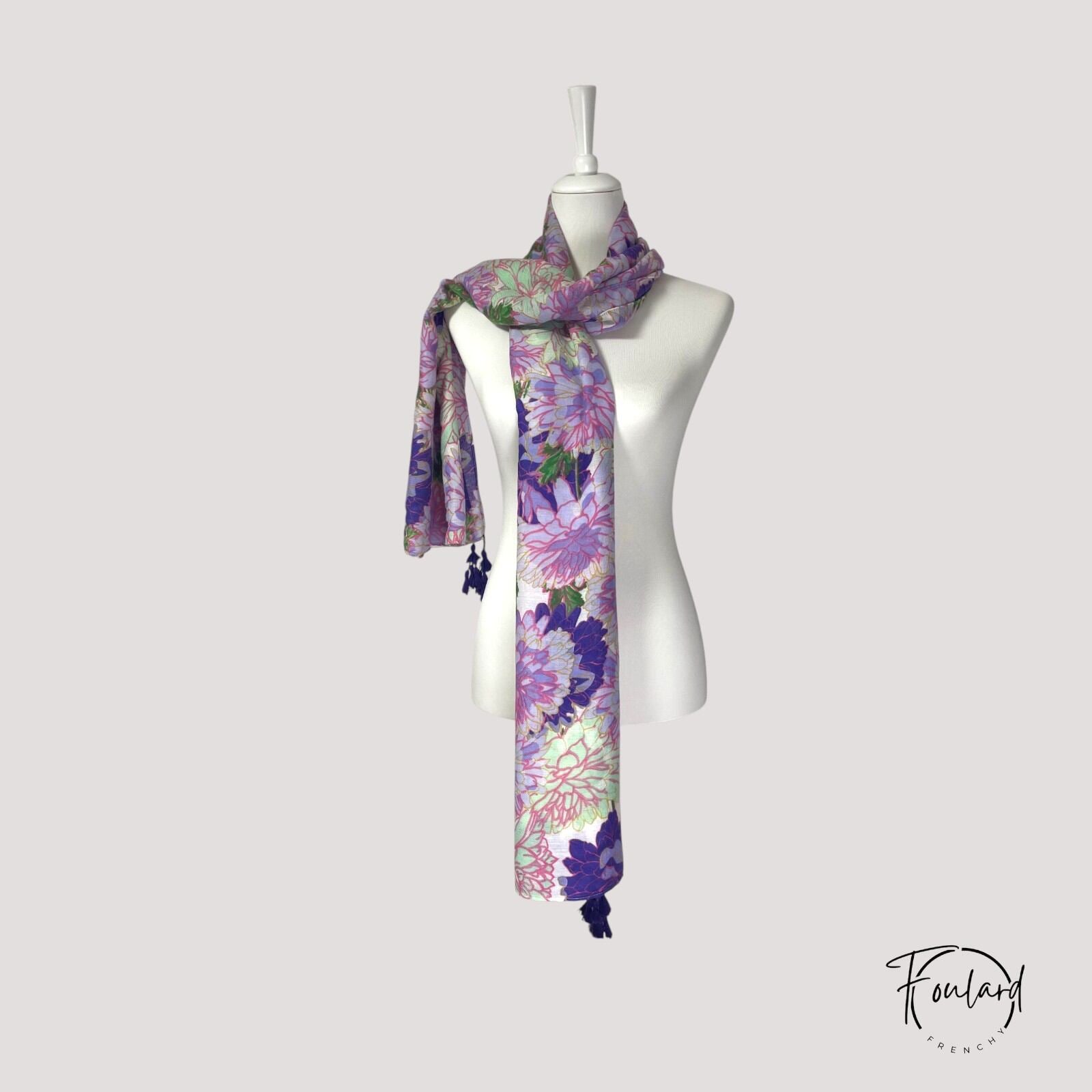 Foulard en coton, motifs floraux pastel – Image 3