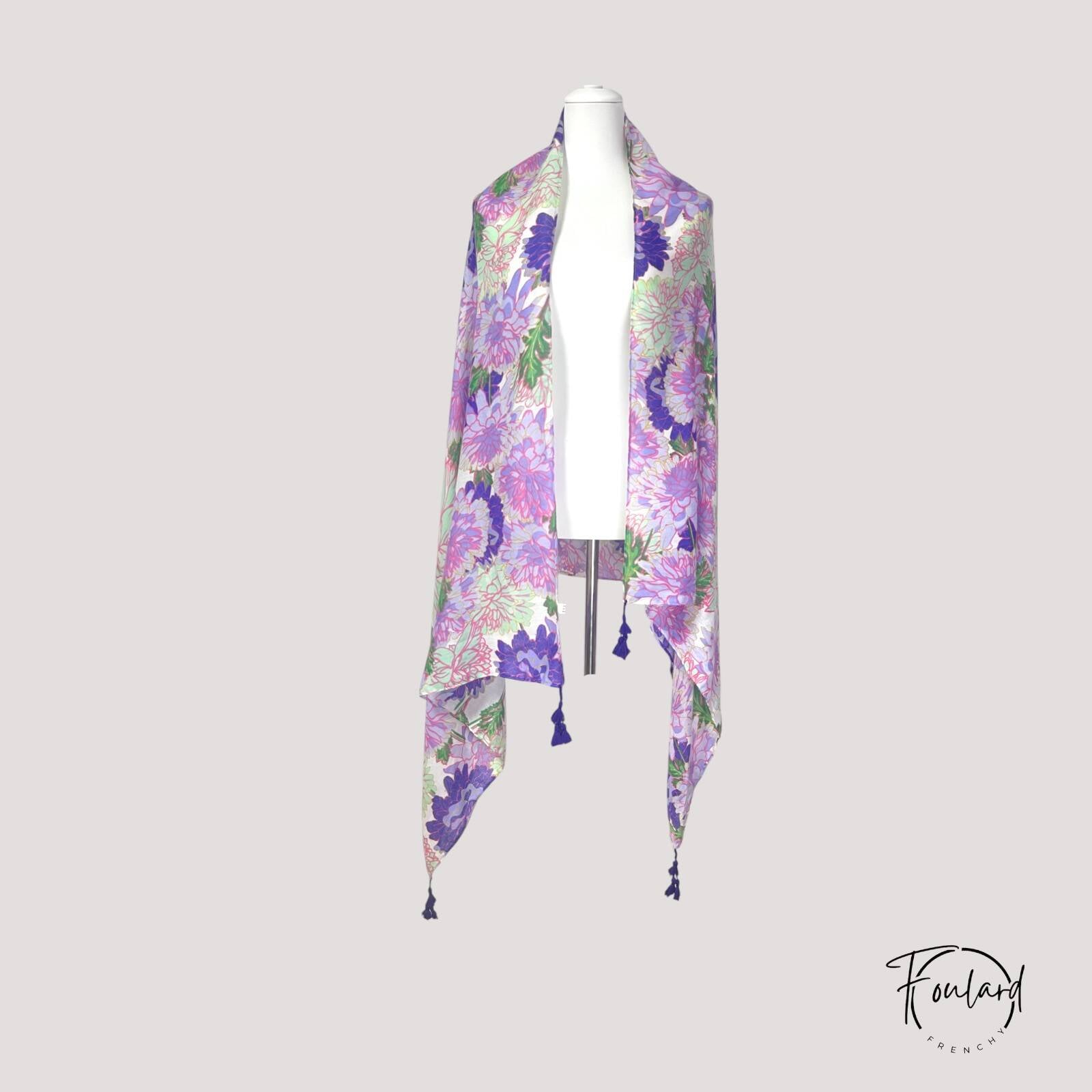Foulard en coton, motifs floraux pastel – Image 2