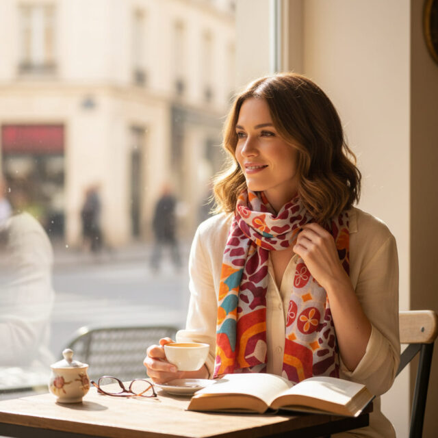 Foulard imprimé géométrique multicolore