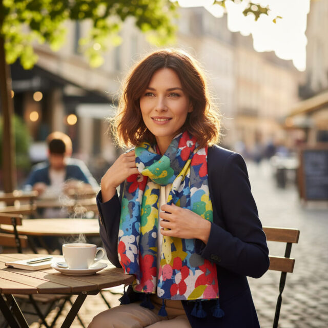 Foulard à fleurs multicolores