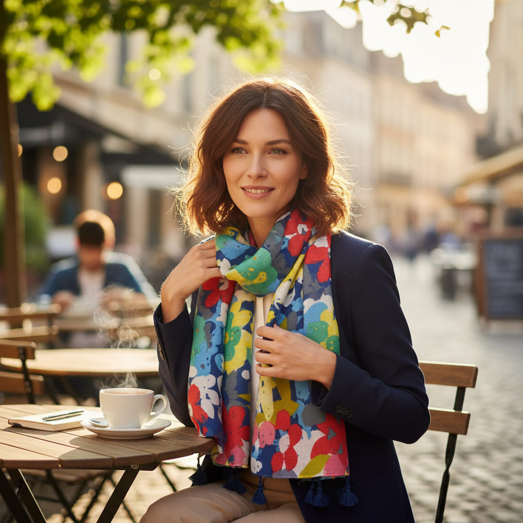 Foulard à fleurs multicolores
