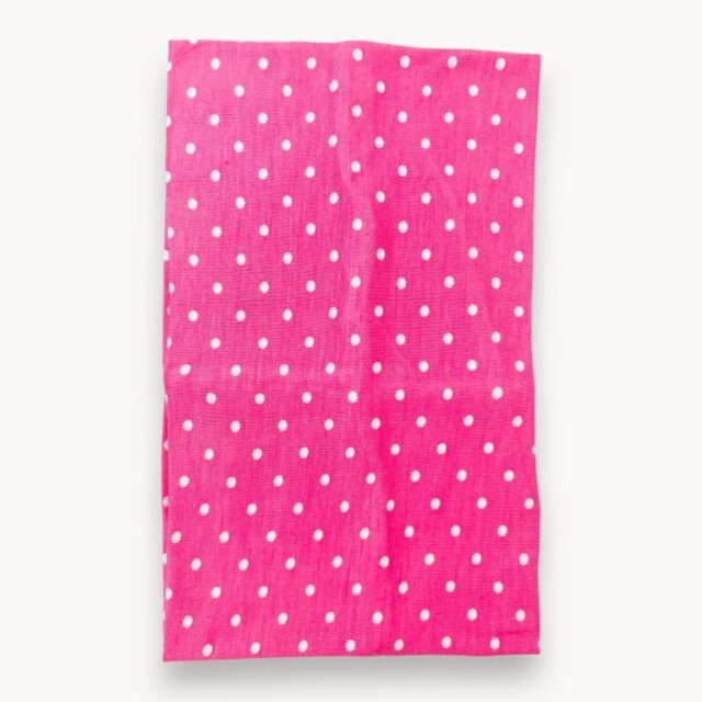 Bandeau large à pois rose et blanc