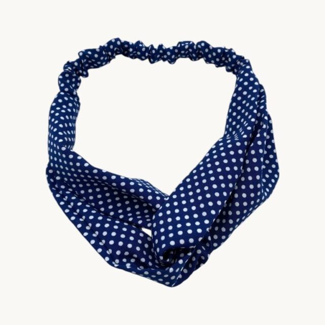 Bandeau bleu marine à pois blancs