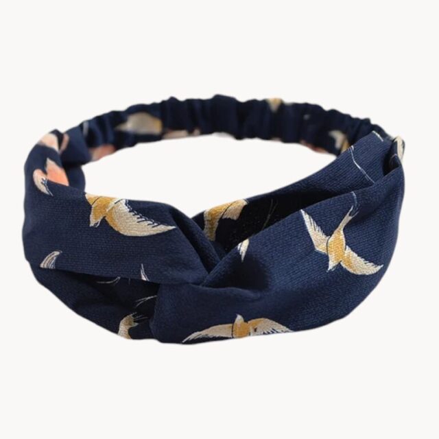 Bandeau motif oiseaux en vol, bleu